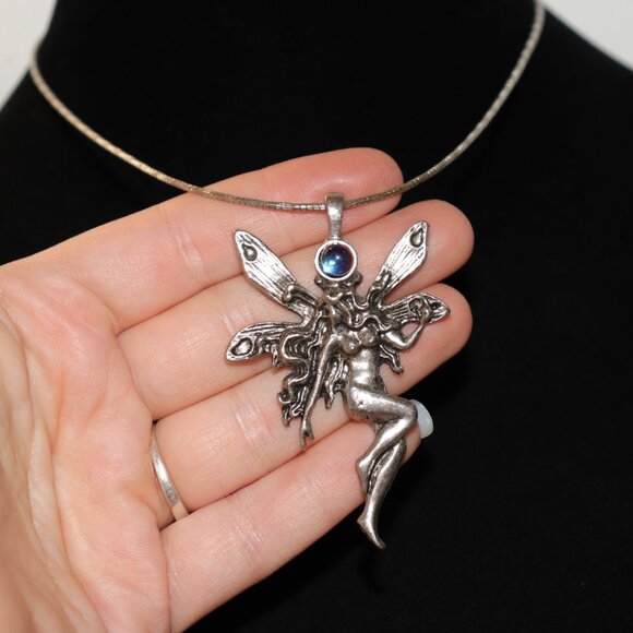 🧚‍♀️ Silver Wire Chain Necklace with Fairy Pendant – 16"  ✨ - Picture 1 of 6